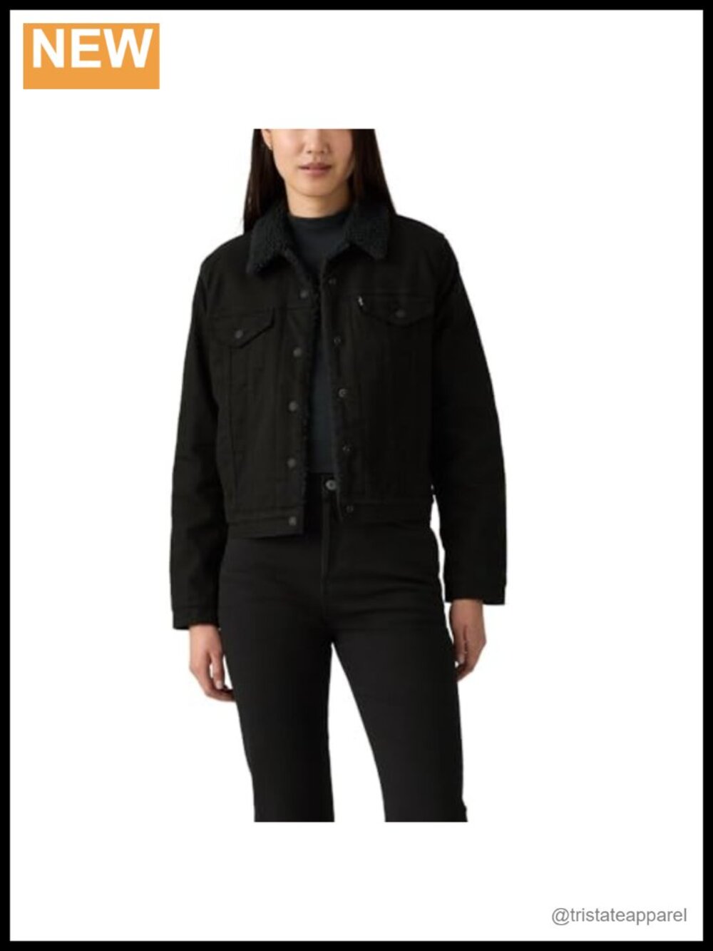 Levi's Sherpa Trucker Denim Jacket Non-Stretch Snap Placket Point Collar Lined